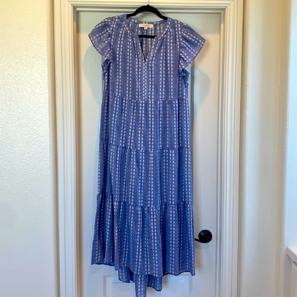 Loft dress - medium - blue with embroidery